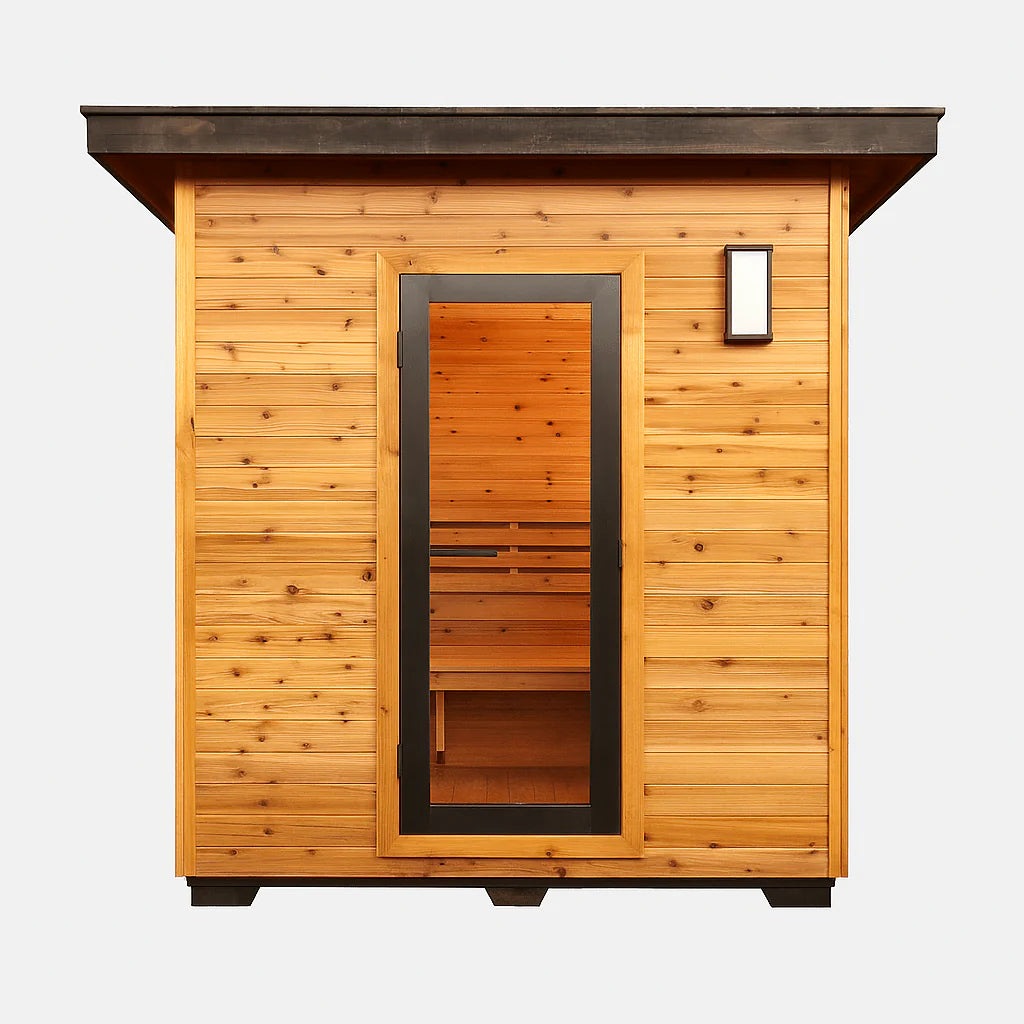 Sunray Denali 400D5 4-Person Luxury Contemporary Outdoor Sauna Featuring 6kW Electric Heater