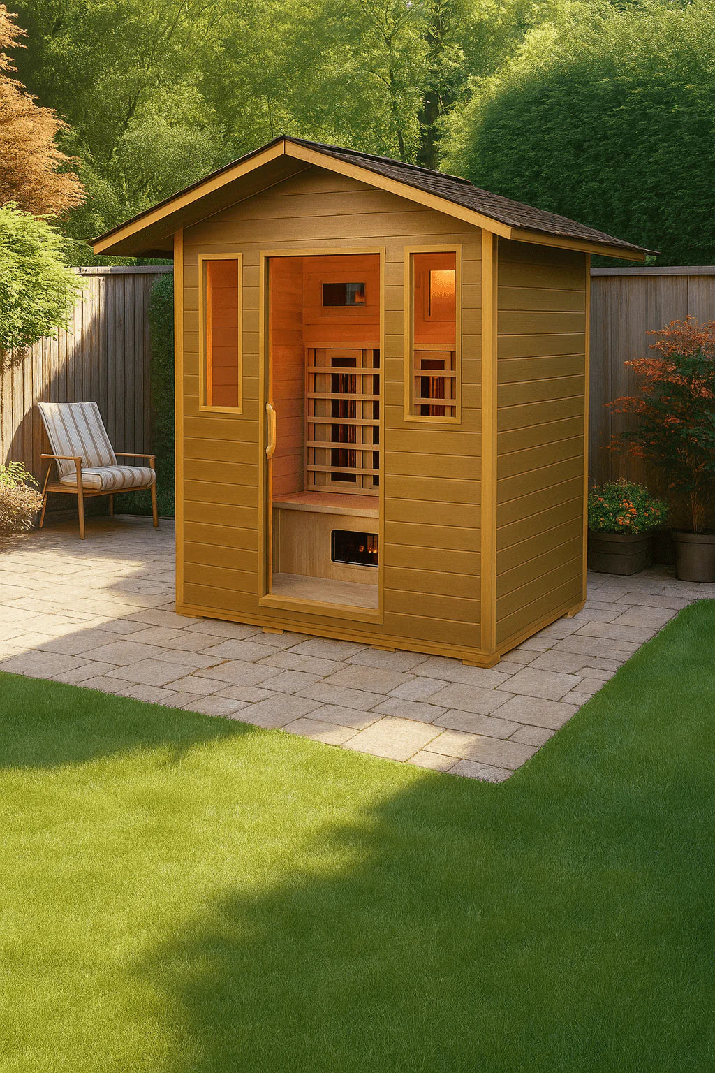 Sunray Cayenne 4 Person, Outdoor Infrared Sauna - Canadian Hemlock | HL400D3